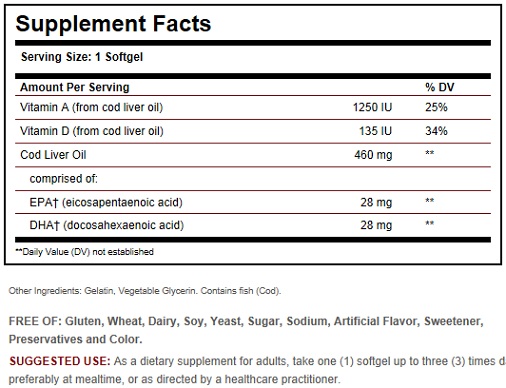 Solgar Cod Liver Oil Ingredients